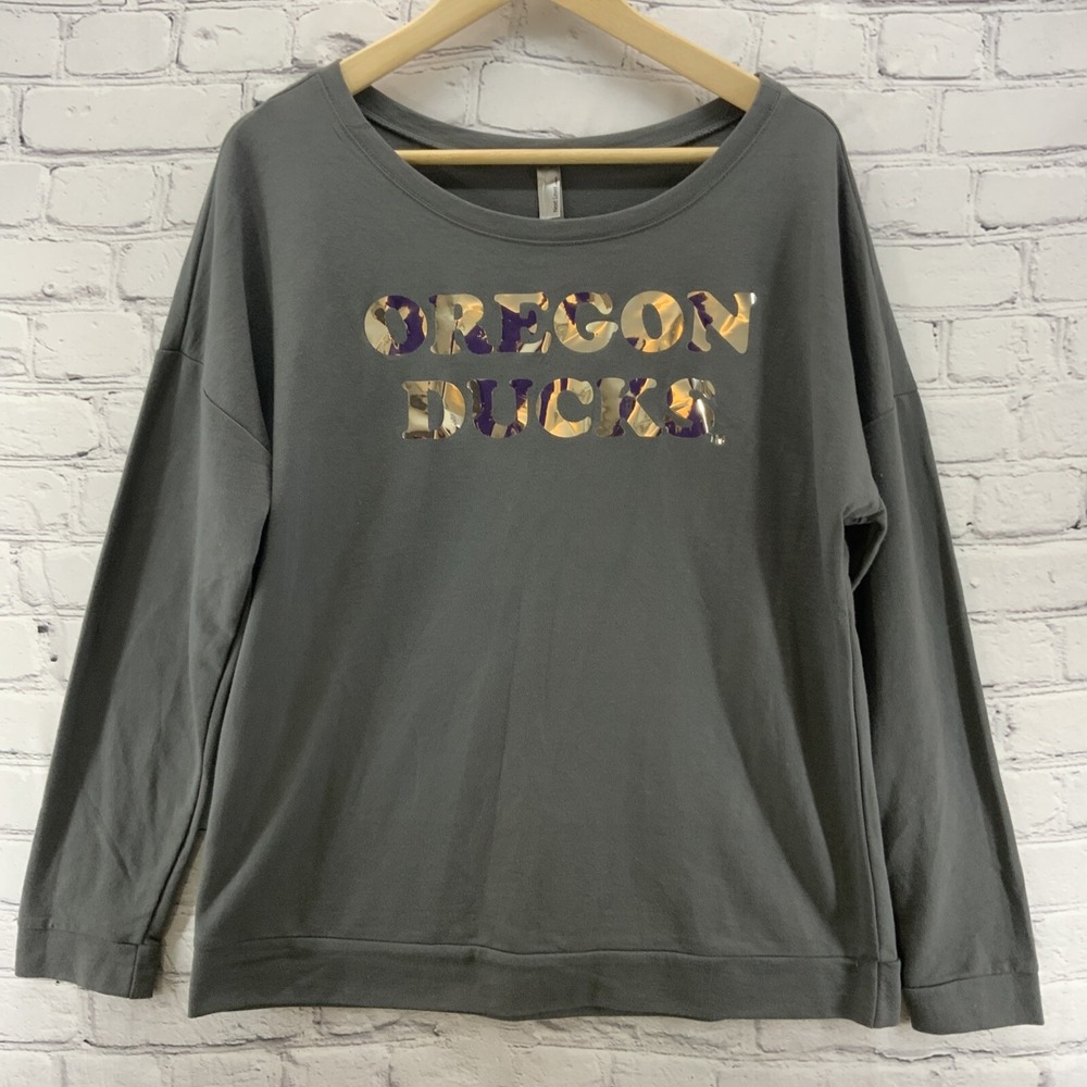 Next Level Apparel Oregon Ducks Shirt Gray NWT Womens Sz XL
